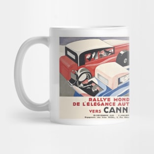 1929 World Rallye of Elegant Automobiles, Cannes France - Vintage Poster Design Mug